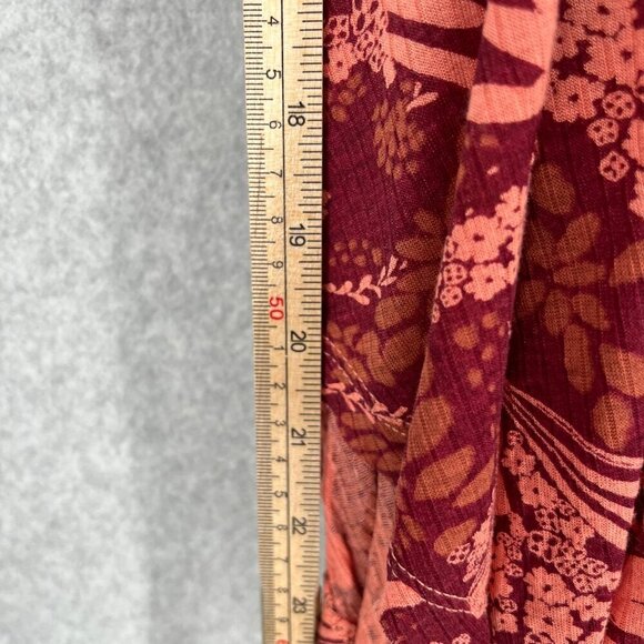 Free People Sugar Cane Strappy Top Size XS Floral Red Pink Boho Asymmetrical EUC - Picture 10 of 13